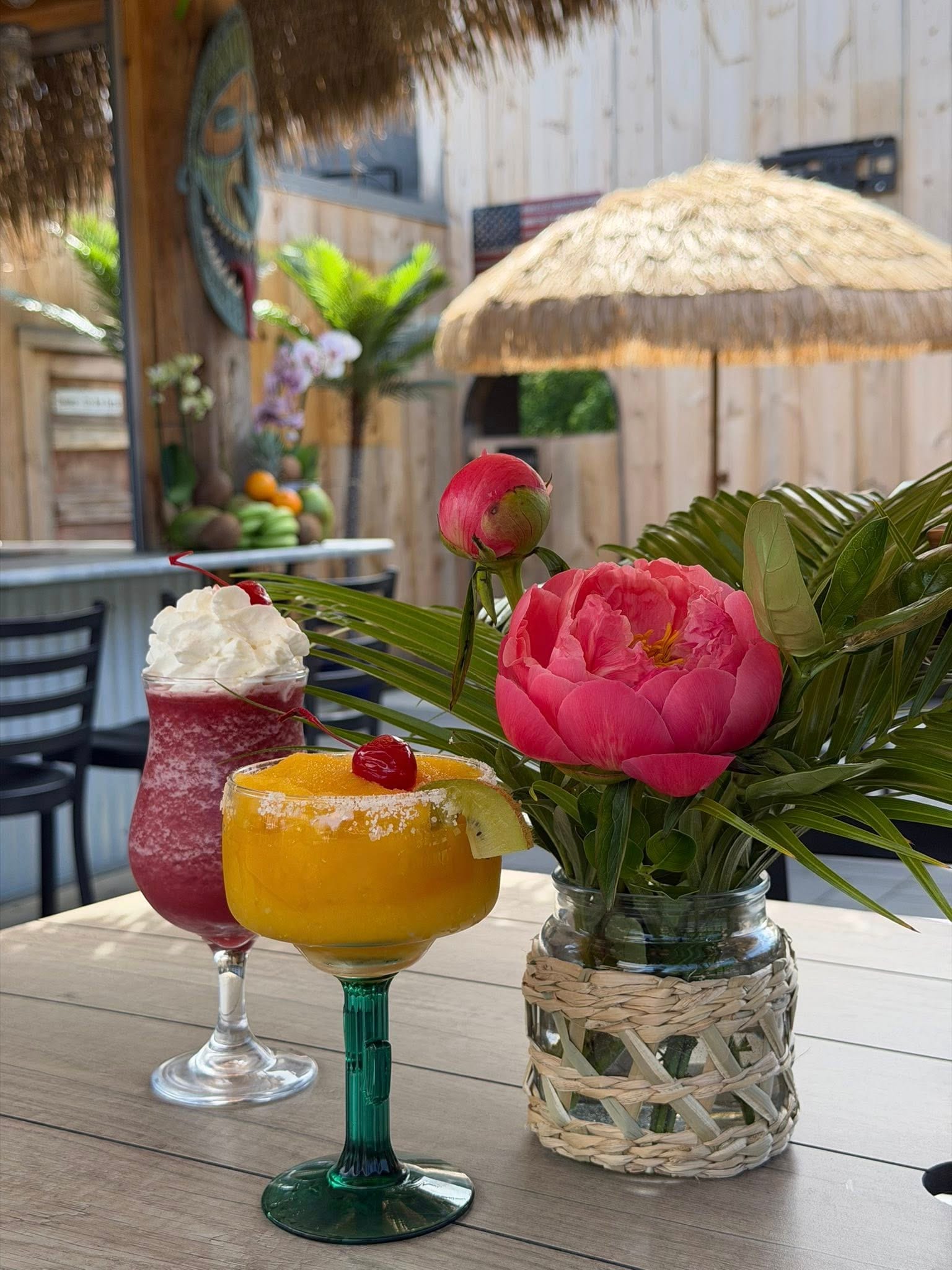 Frozen daiquiri and frozen margarita at The Coney Island's tiki bar in Pottsville, PA.